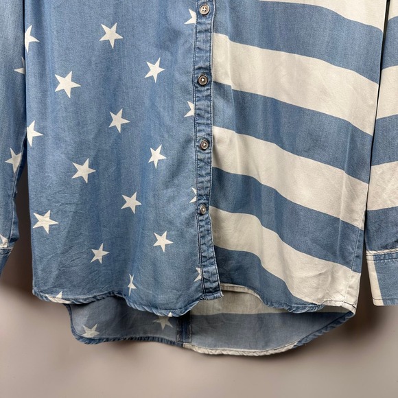 Stars and Stripes T&W Designs Patriotic Flag Womens Denim Style shirt Small - Picture 13 of 13